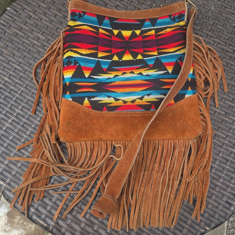 Mallky Wool & Leather Drawstring Backpack Knapsack Bag Boho Ecuador